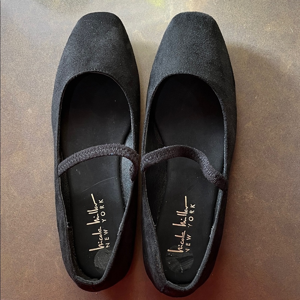 Nicole Miller Classic Black Suede Flats